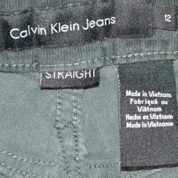 Calvin Klein Jeans Dark Green Straight Leg Stretch Cords Corduroy Pants M L 12 - Picture 3 of 3